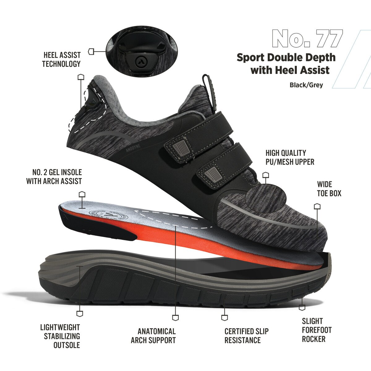 WHA077 black grey shoes
